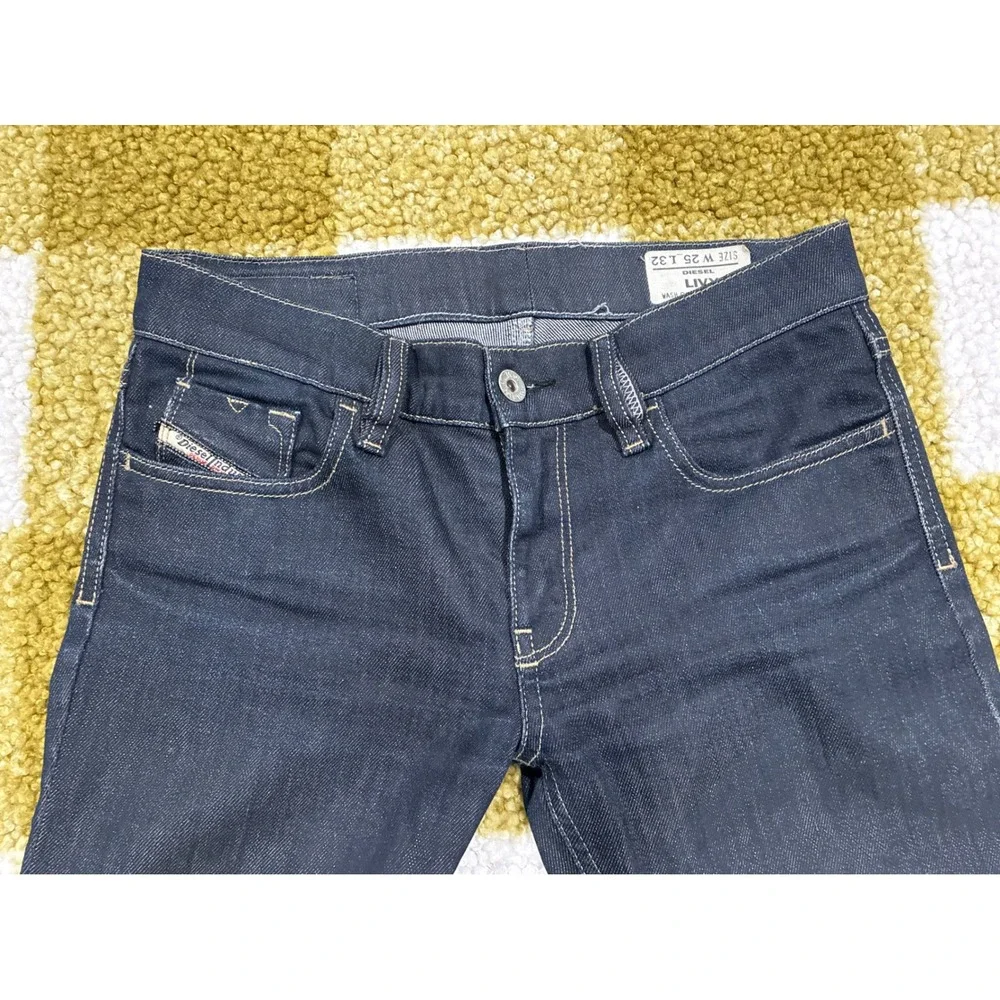Diesel Livy Slim Straight Dark Wash Jeans Womens Size‎ 25 W25 L32 Stretch Denim